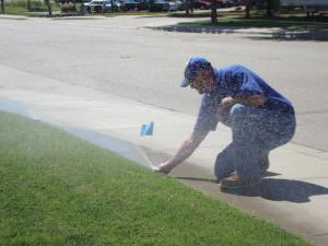 one of our irrigation contractors in Bowie is doing a sprinkler head check